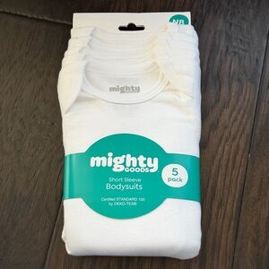 Mighty Goods White Short Sleeve Bodysuits 5-Pack